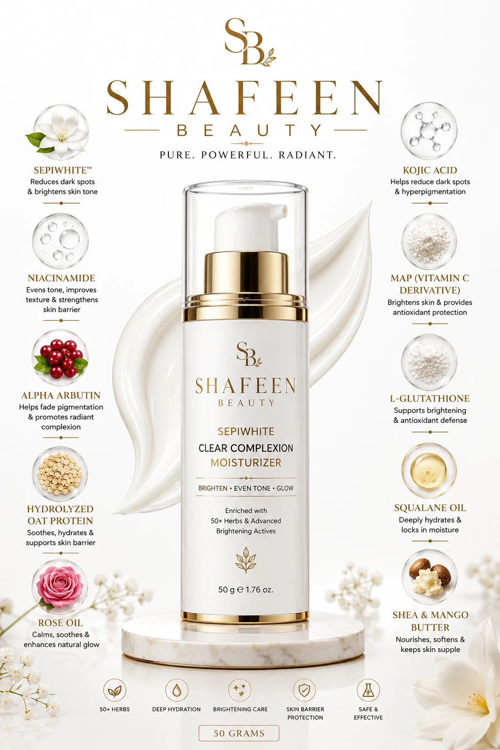 Sepi white luminous brightening moisturiser - 50+ herbs infused
