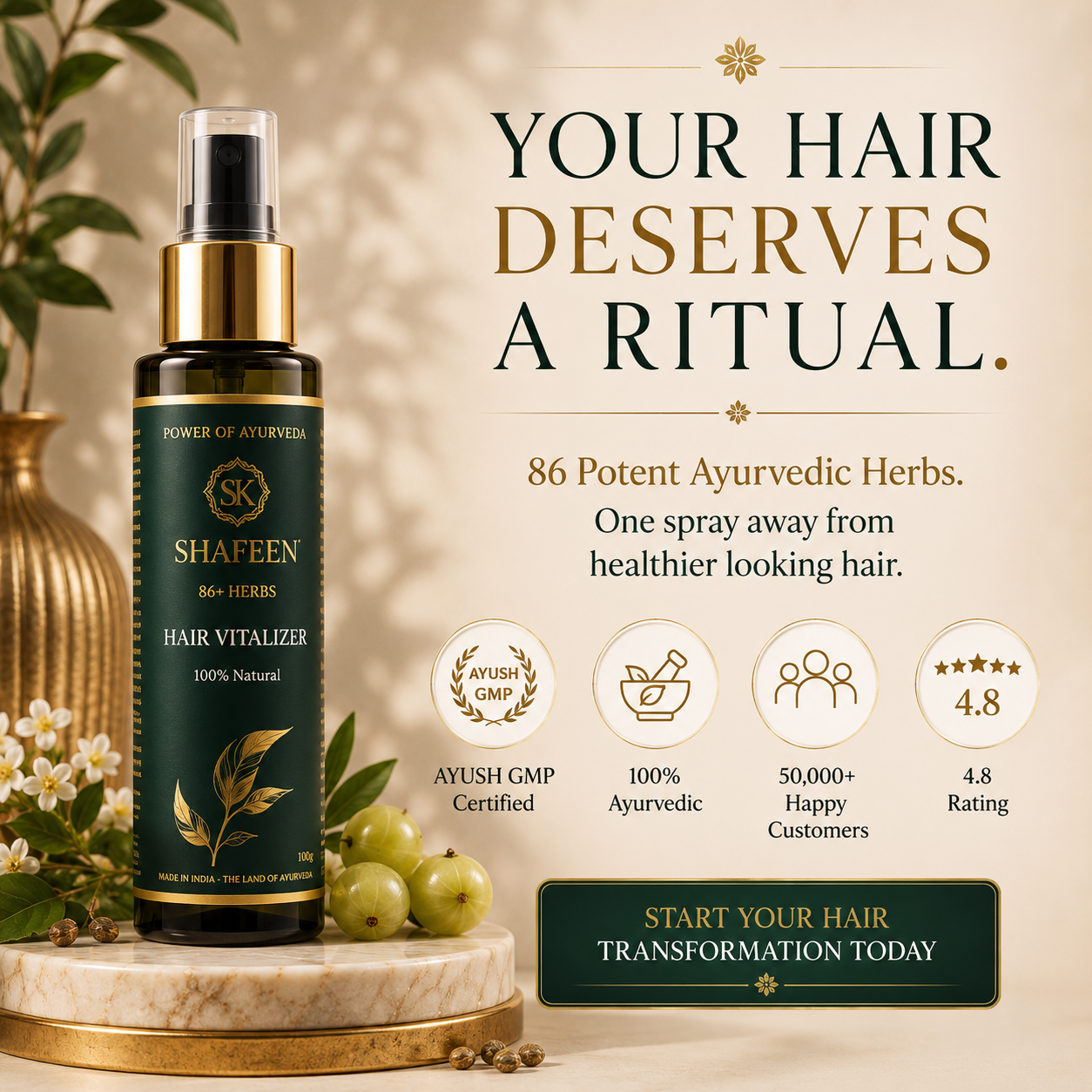 Hair Vitalizer - 86+ Ayurvedic Herbs
