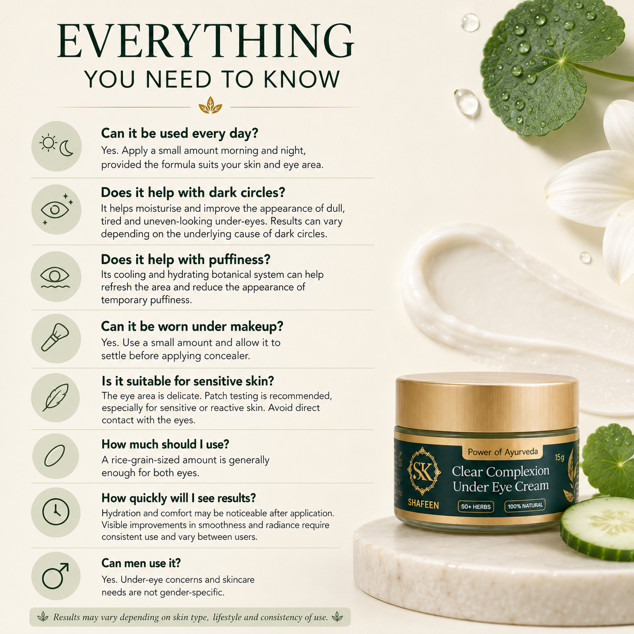 Clear Complexion Under Eye Cream powered by  50+ Ayurvedic Herbs