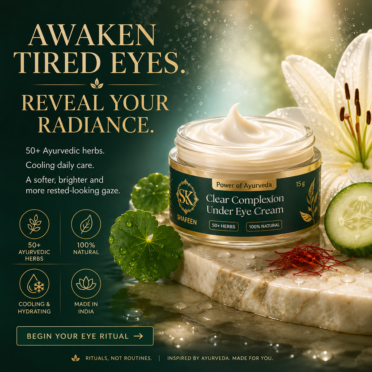 Clear Complexion Under Eye Cream powered by  50+ Ayurvedic Herbs