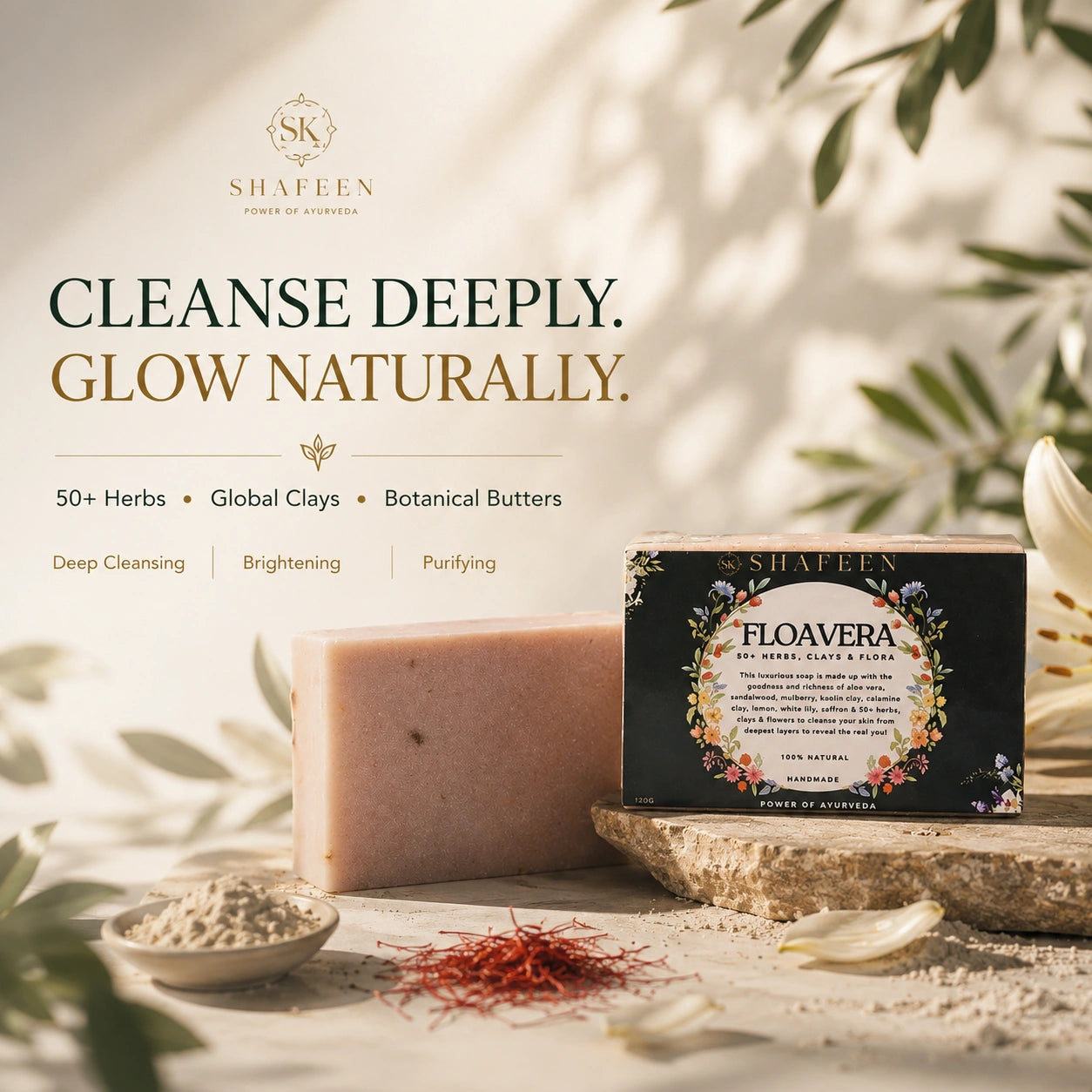 Floavera Soap infused with 50+ Herbs, Clays & Flora