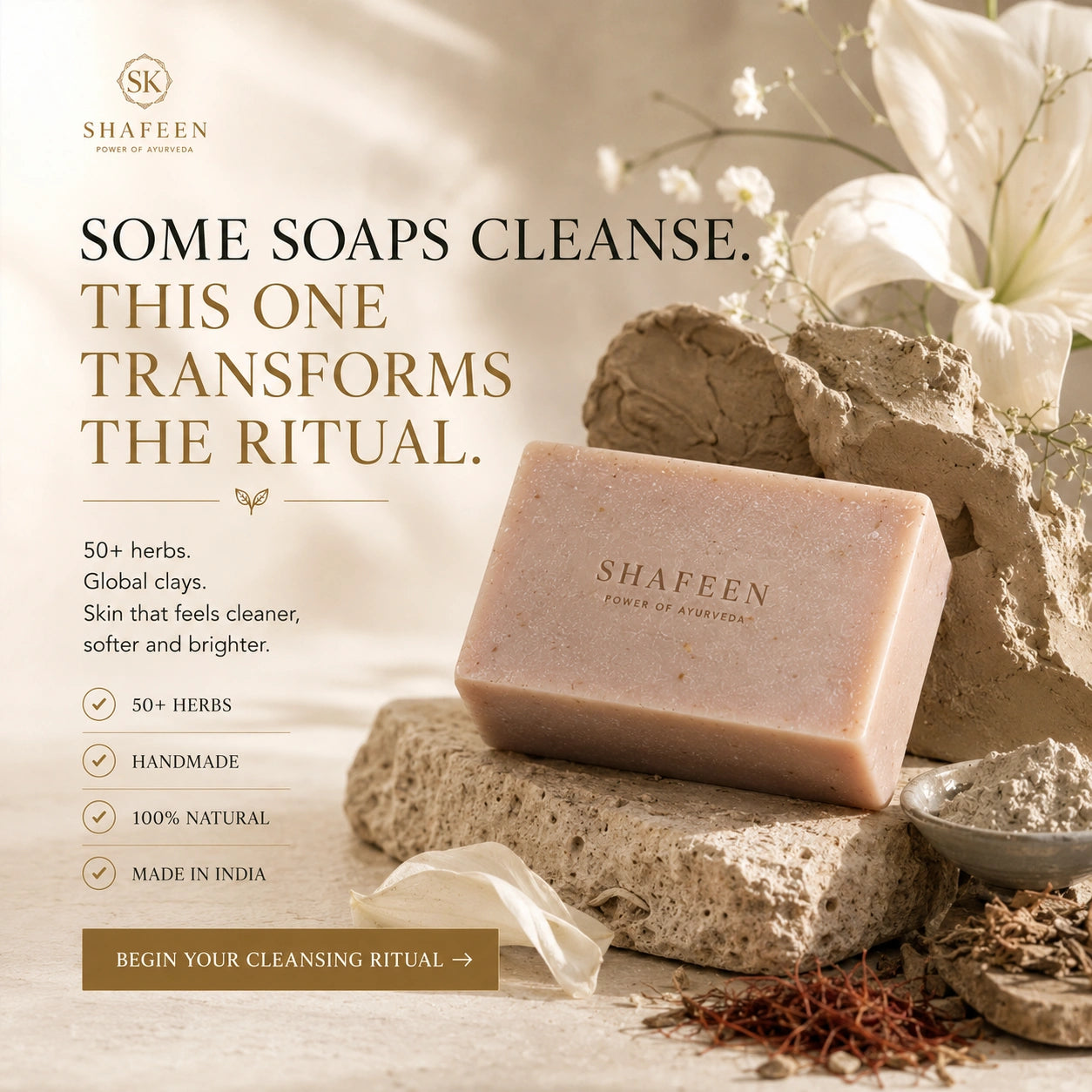 Floavera Soap infused with 50+ Herbs, Clays & Flora