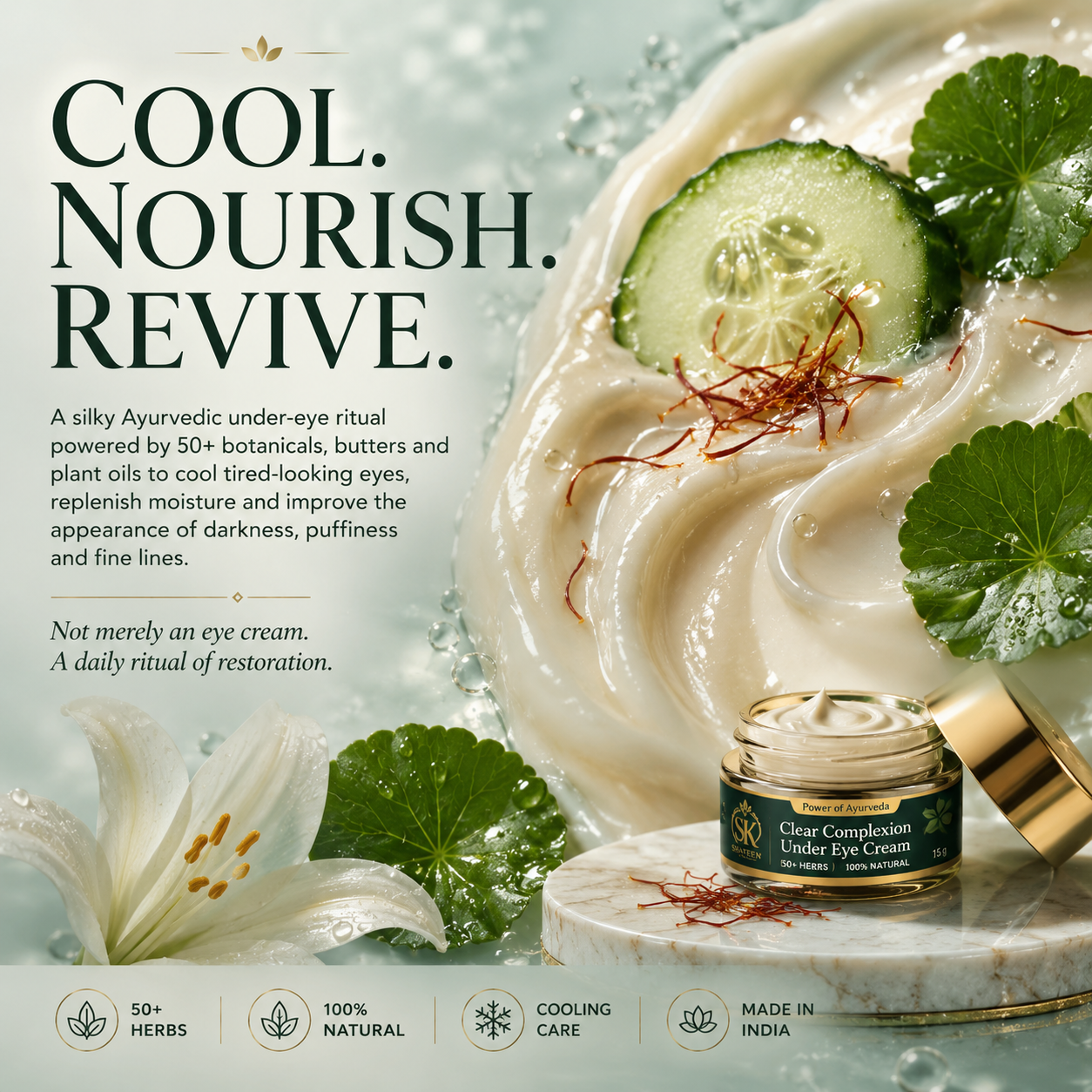 Clear Complexion Under Eye Cream powered by  50+ Ayurvedic Herbs
