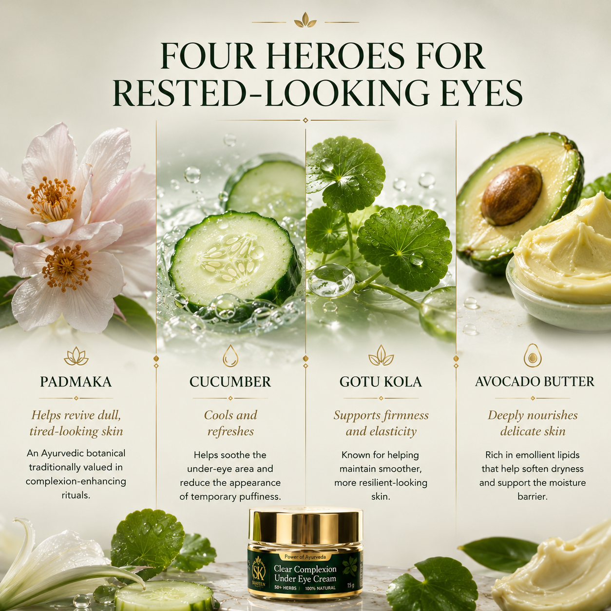 Clear Complexion Under Eye Cream powered by  50+ Ayurvedic Herbs