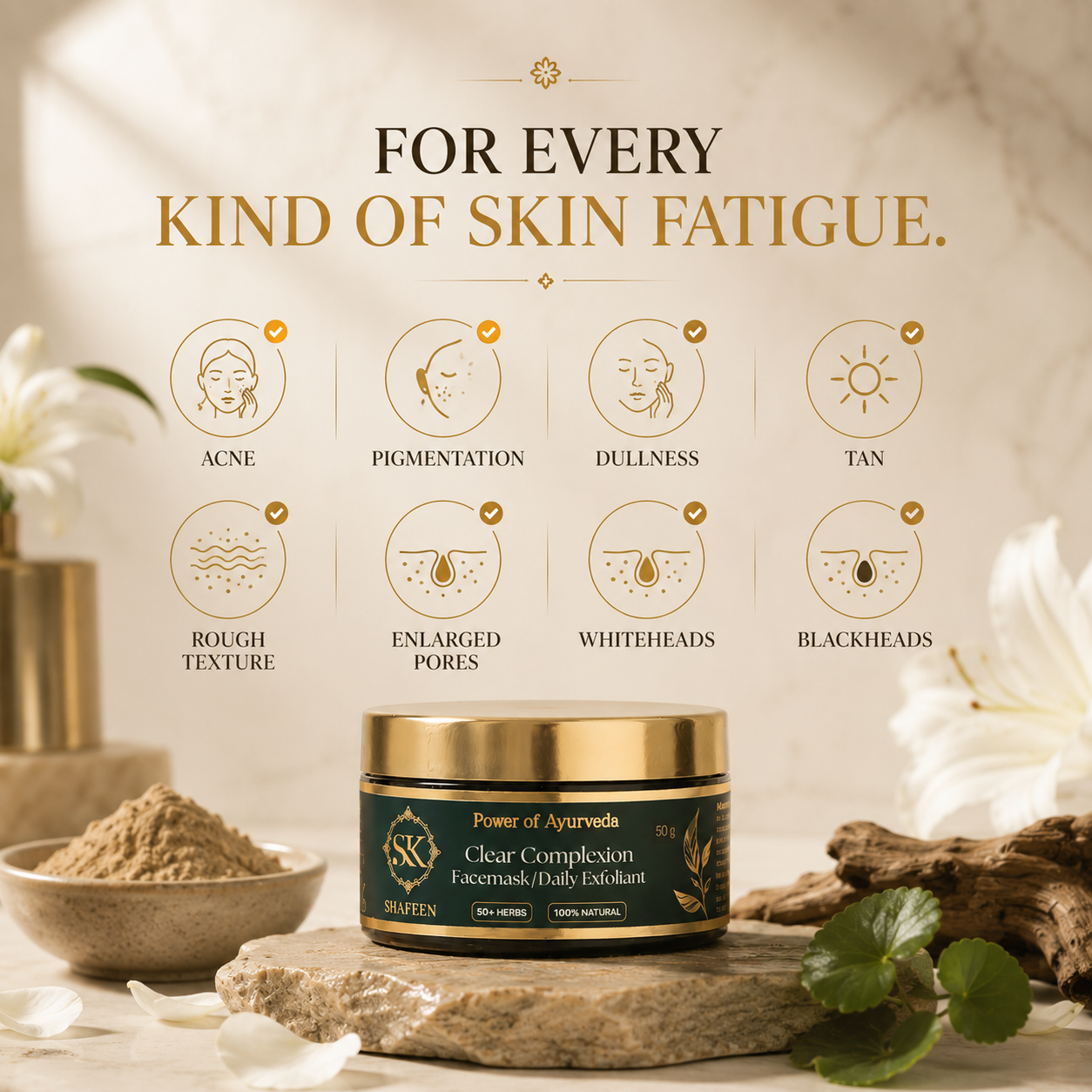 Clear Complexion Ayurvedic Face Mask - 50+ Herbal Alchemy for Glowing Skin