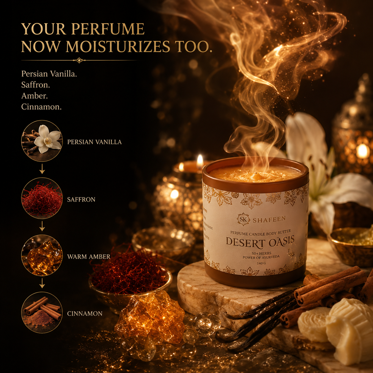 Desert Oasis Ayurvedic Candle Body Butter – 50+ Herbs