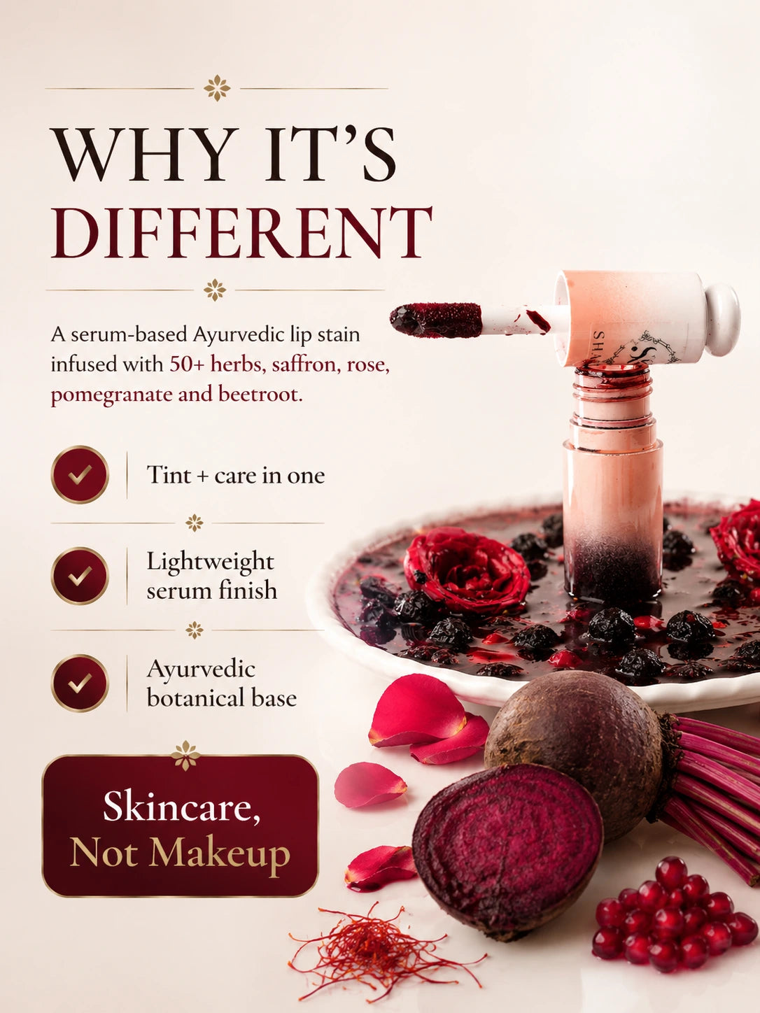 Ayurvedic Lip Stain – 50+ Organic Herbs infused