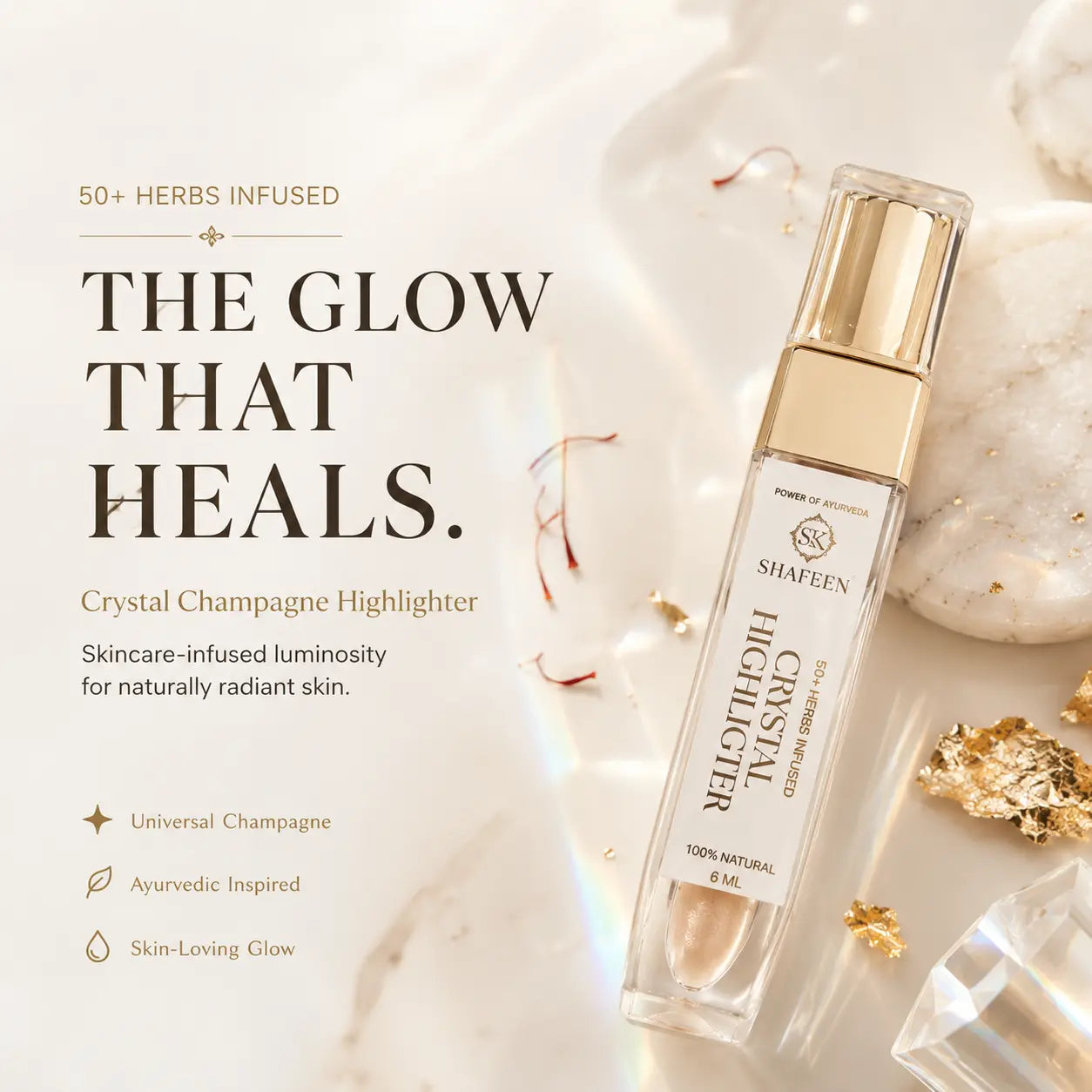 Crystal Champagne Highlighter: Ayurvedic Skincare Glow