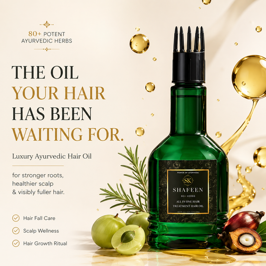 All-In-One Hair Oil: 80 Potent Ayurvedic Herbs | Shafeen