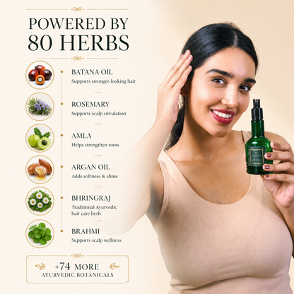 All-In-One Hair Oil: 80 Potent Ayurvedic Herbs | Shafeen