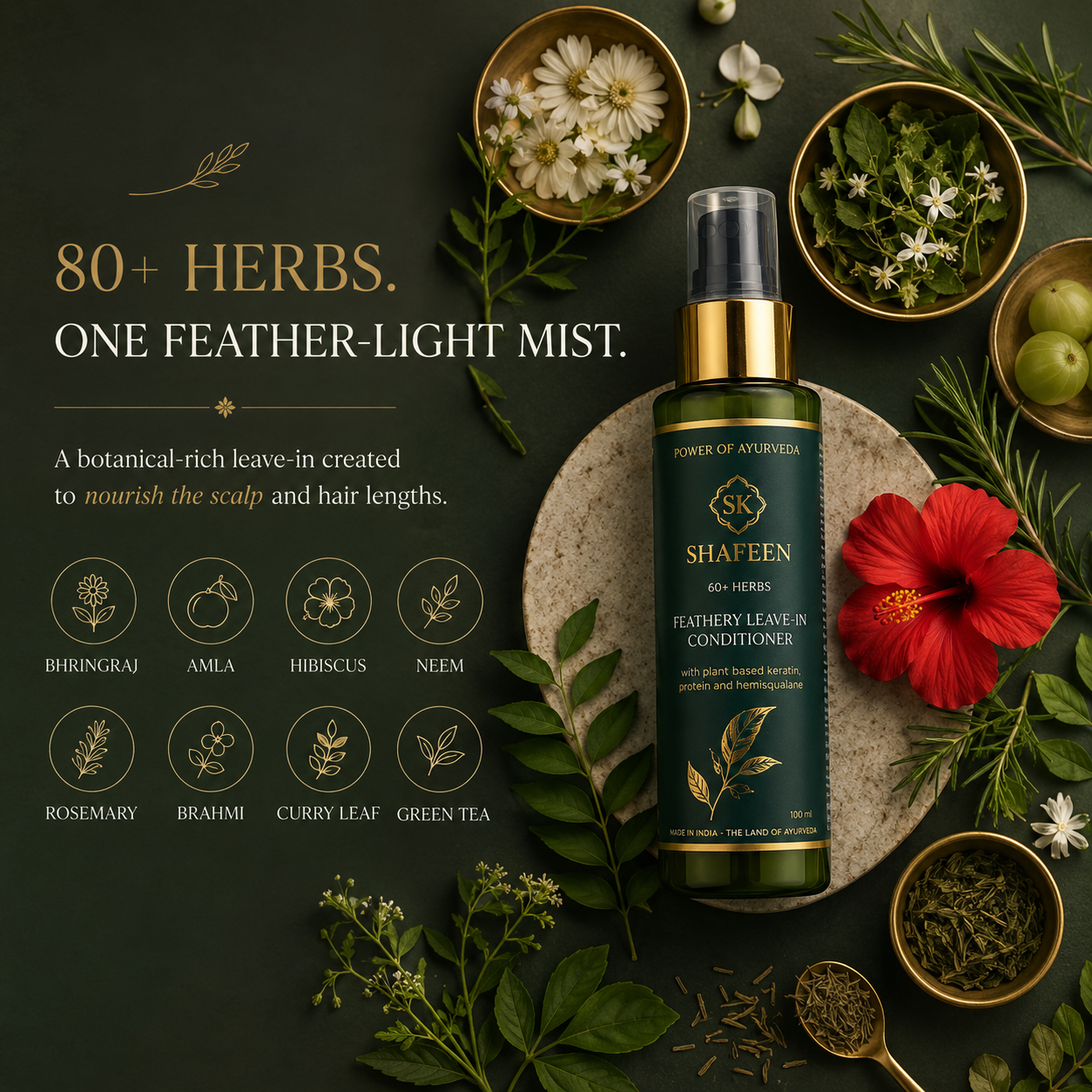 Feathery Leave-In Conditioner – 80+ Herbs + Triple Protein Bond Complex