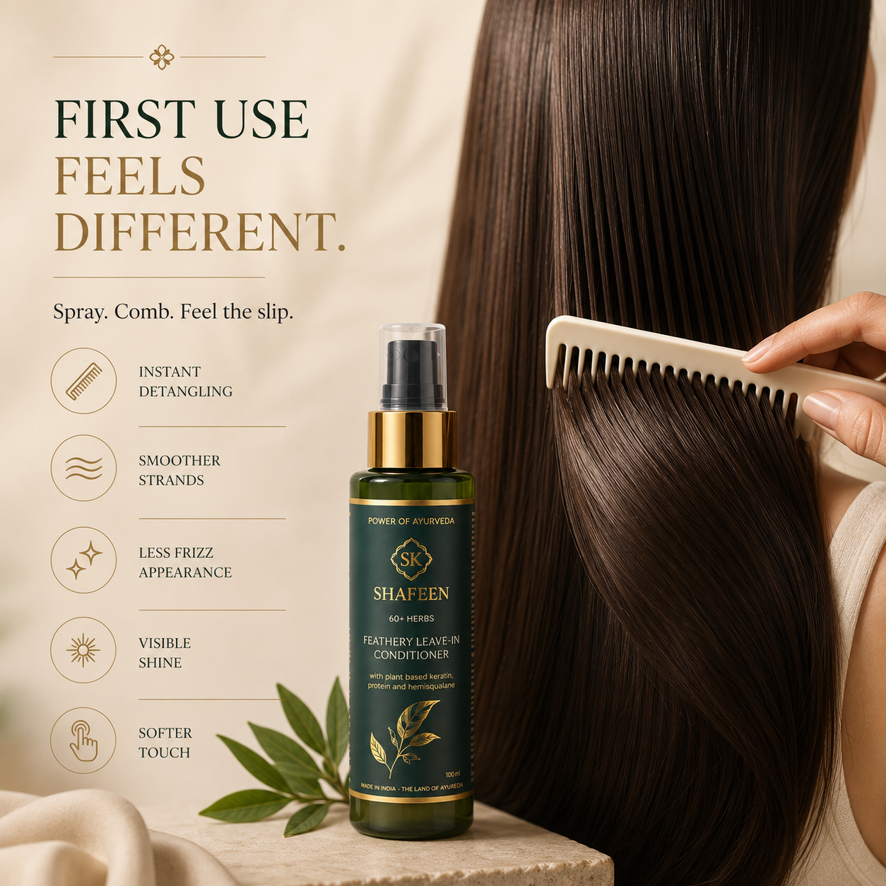 Feathery Leave-In Conditioner – 80+ Herbs + Triple Protein Bond Complex