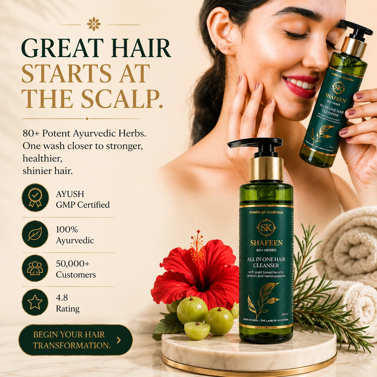 Hair Cleanser | Shampoo – Infused with 80+ Ayurvedic Herbs