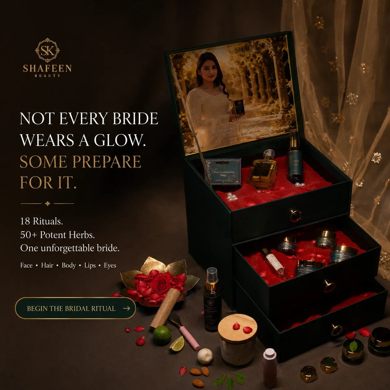 Aura Veda Trunk - The Flawless Bride Ritual Box by Shafeen Beauty