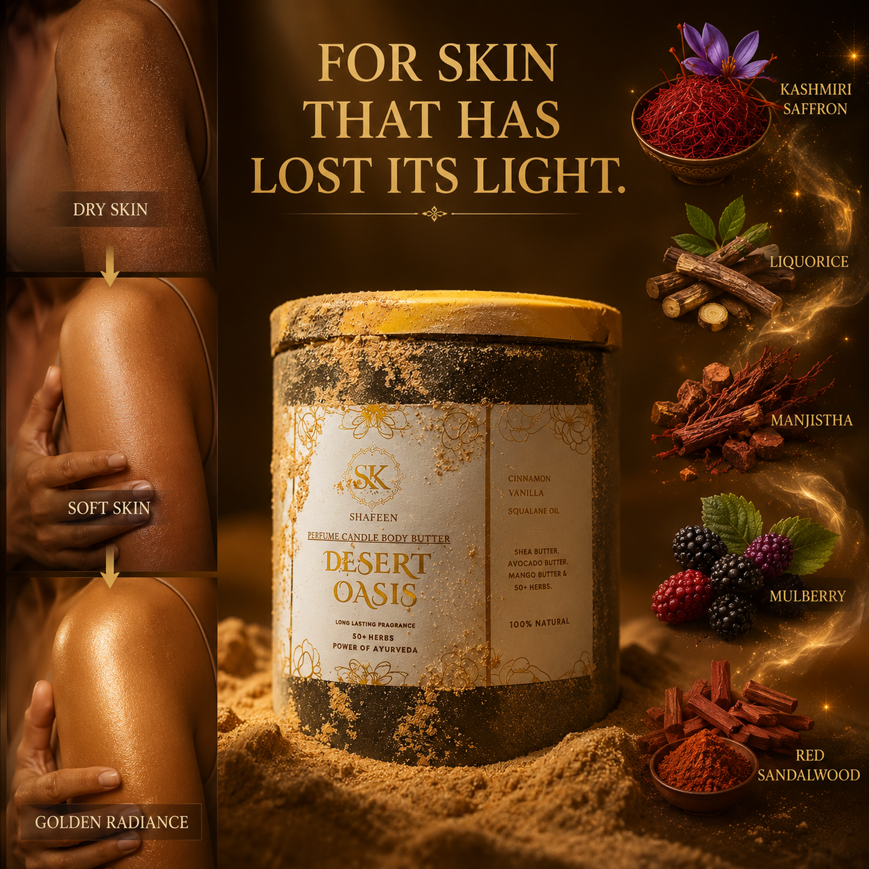 Desert Oasis Ayurvedic Candle Body Butter – 50+ Herbs