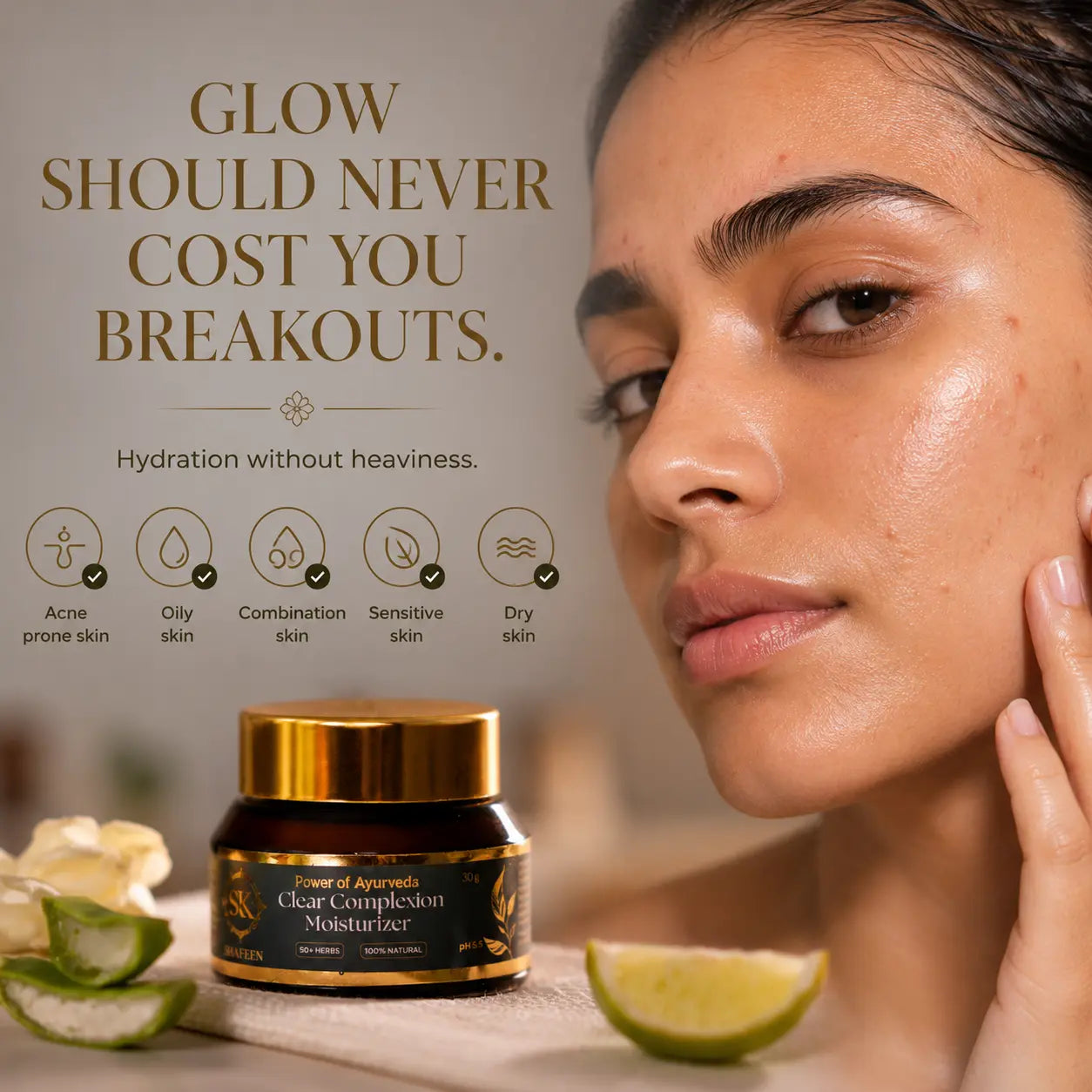 Clear Complexion Moisturizer – 50+ Herbs Ayurvedic Radiance Cream