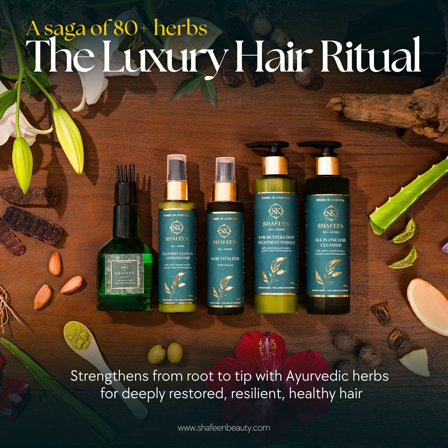 All-In-One Hair Oil: 80 Potent Ayurvedic Herbs | Shafeen