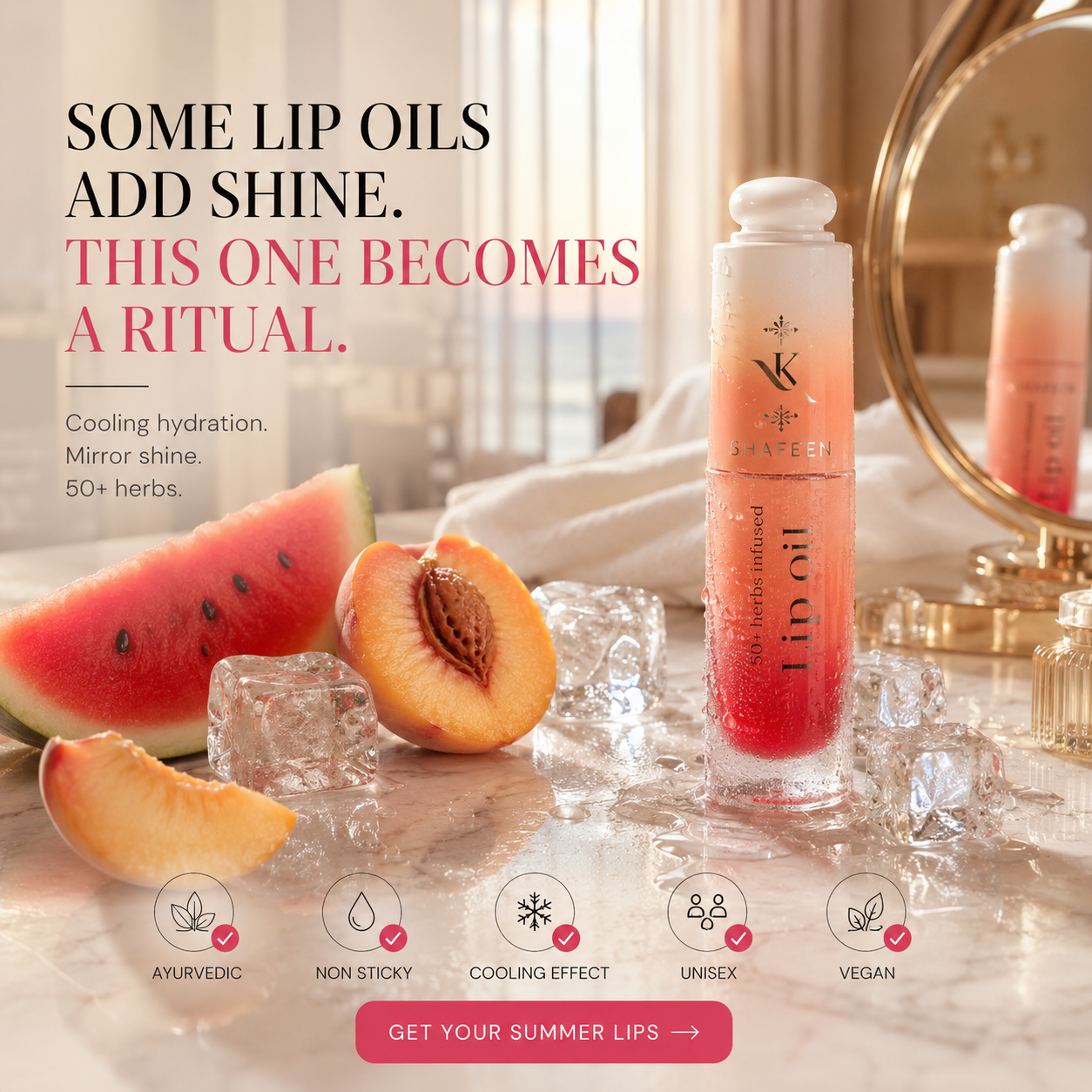 Icy Drips Tinted Lip Oil – 50 + Ayurvedic Herbs infused