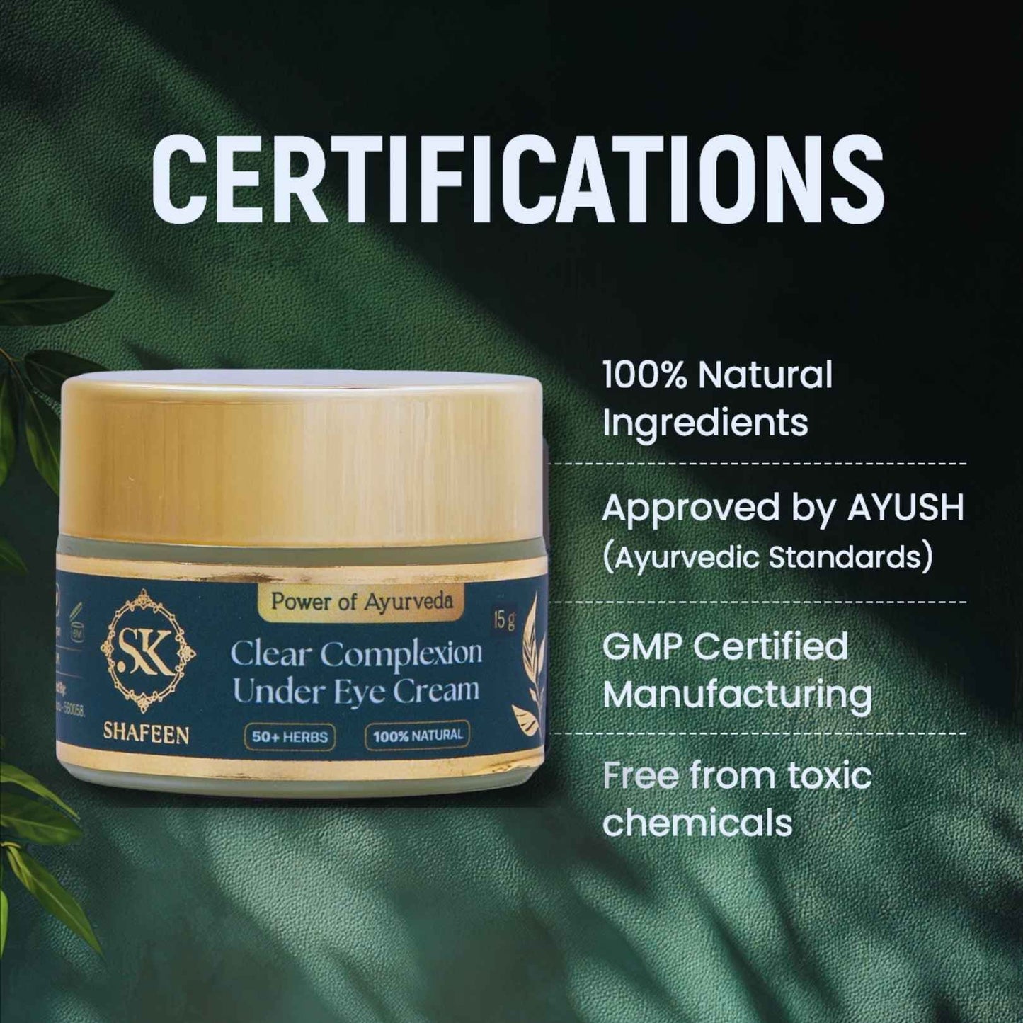 Clear Complexion Under Eye Cream powered by  50+ Ayurvedic Herbs