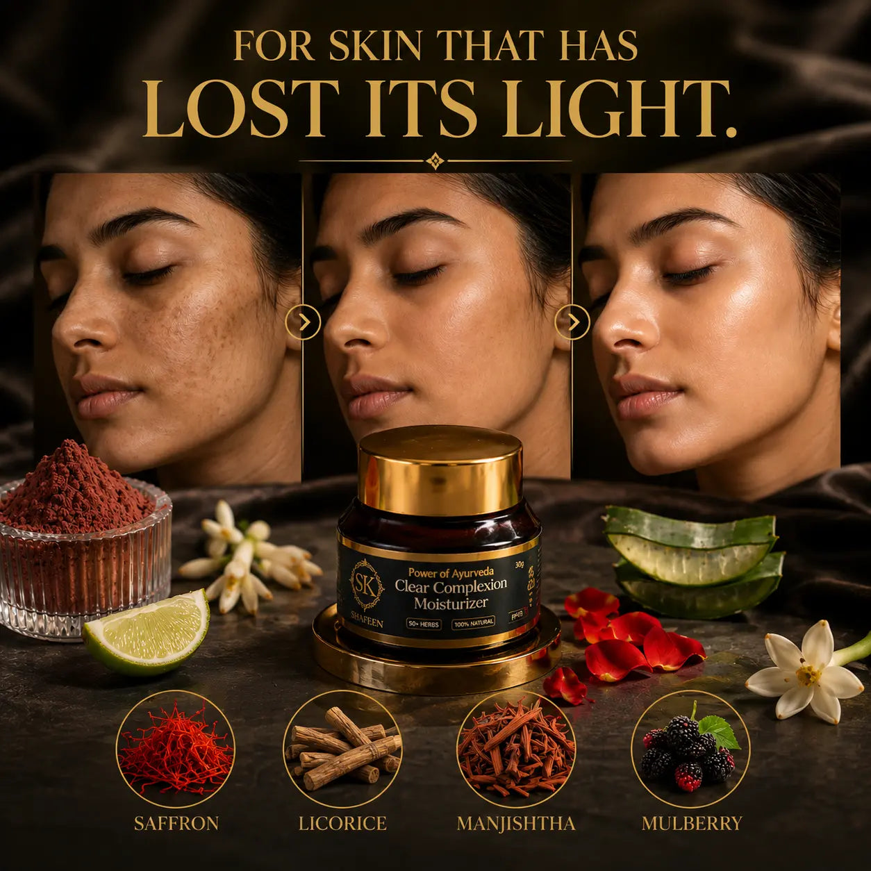 Clear Complexion Moisturizer – 50+ Herbs Ayurvedic Radiance Cream