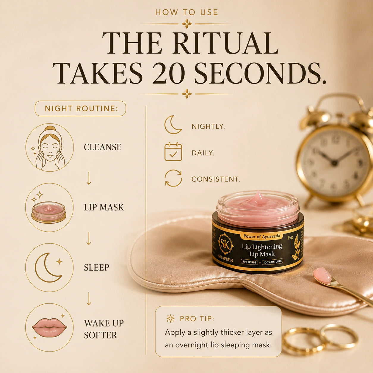 Clear Complexion Ayurvedic Lip Lightening Lipmask - 50+ herbs