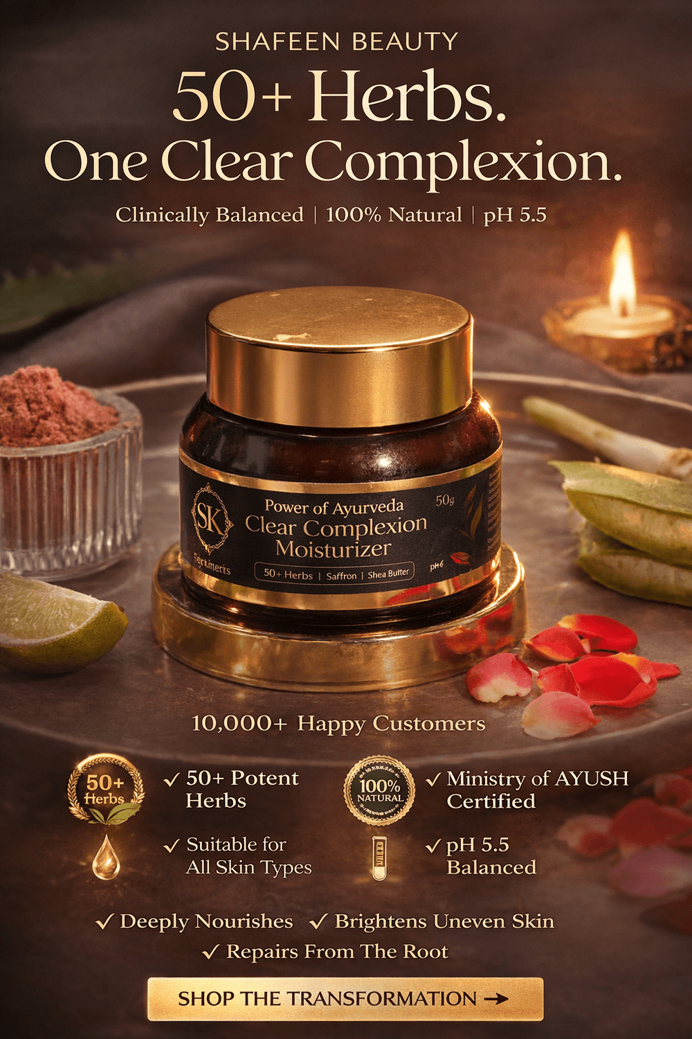 Clear Complexion Moisturizer – 50+ Herbs Ayurvedic Radiance Cream - skshafeen - skshafeen